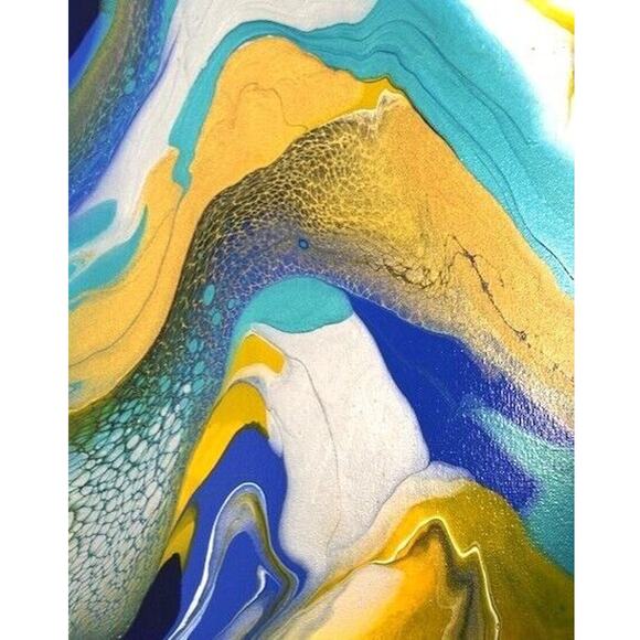 Titled Waves of Serenity 16 x 20 Acrylic Abstract Art Painting on Canvas - Picture 5 of 6